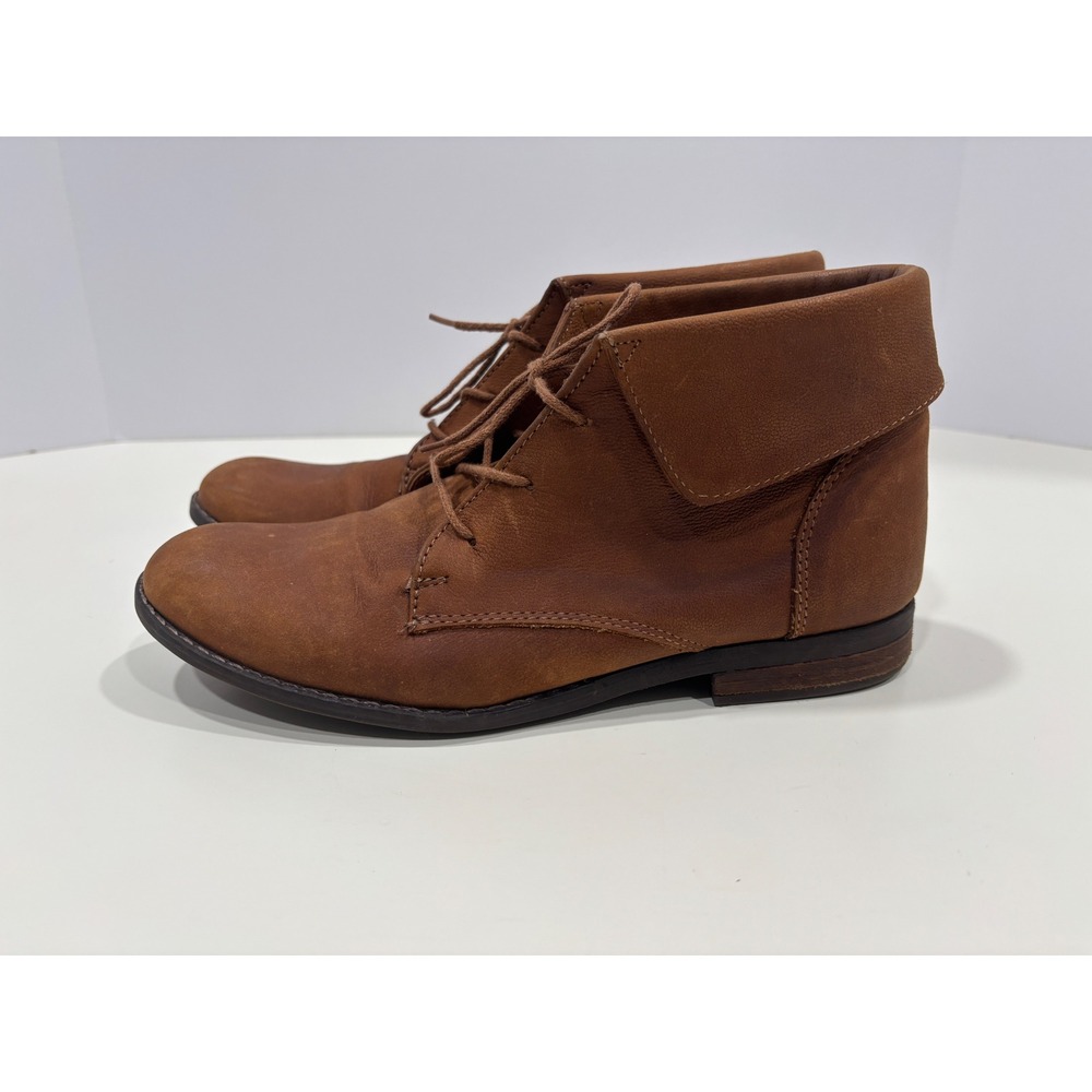 Steve Madden STUN-RED Brown Leather Fold Over Lace Up Ankle Boots Womens 8.5 M - Picture 3 of 7